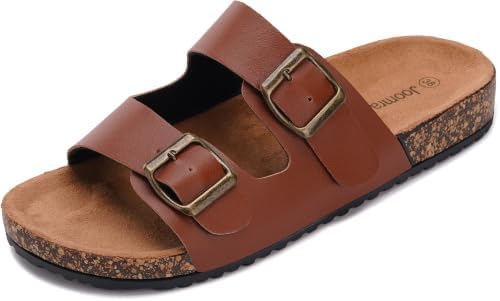 Cork Footbed Slides for Women Double Buckle Sandals