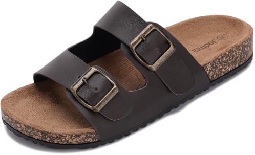 Cork Footbed Slides for Women Double Buckle Sandals