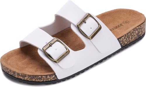Cork Footbed Slides for Women Double Buckle Sandals